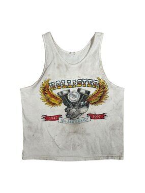 Vintage Hollister Motorcycle Shirt Mens Large  50th Anniversary Tank Top 90s